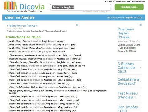 dictionnaireanglais francais|traduire du français en anglais.